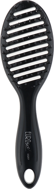 Овальная щетка для сушки и укладки волос 03201, черная - Eurostil Vent Brush Curved