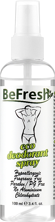 Дезодорант-спрей без запаху для тіла BeFresh, чоловічий - BeFresh Organic Deodorant Spray