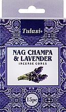 Благовония конусы "Наг Чампа и лаванда" - Tulasi Nag Champa & Lavender Incense Cones — фото N1