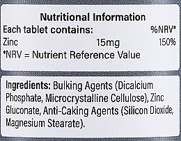 Пищевая добавка "Цинк", 15 мг - Holland & Barrett Zinc 15 mg — фото N3