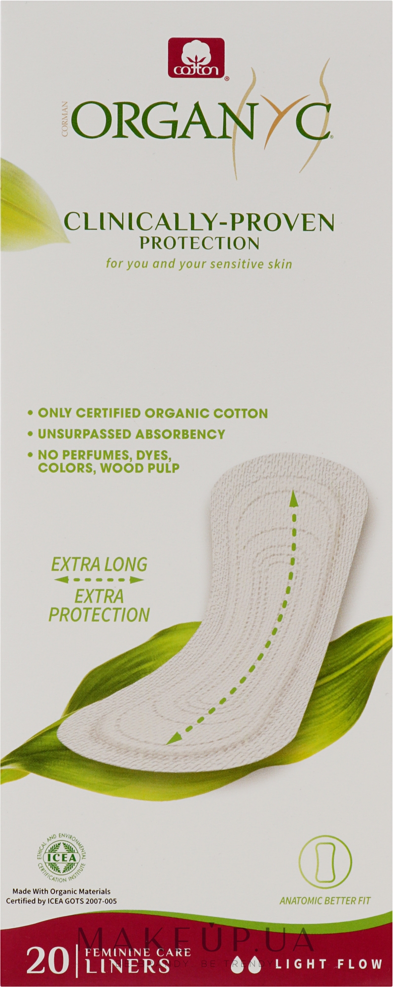Щоденні гігієнічні прокладки, 20 шт. - Corman Cotton Organyc Panty-Liners Maxi — фото 20шт