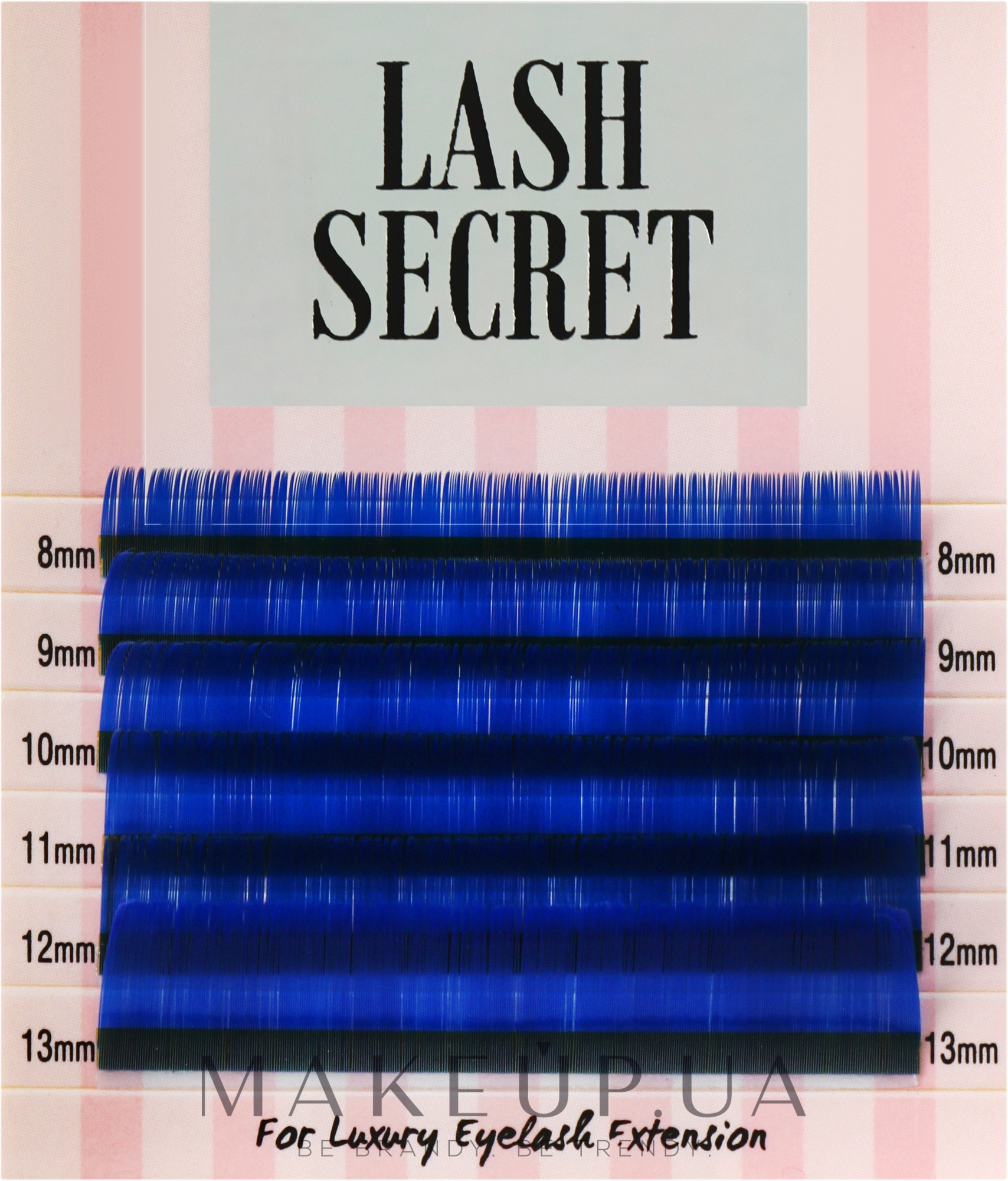 Накладні вії, сині, mix, 6 ліній (0,1, C, (8-13)) - Lash Secret — фото 1уп