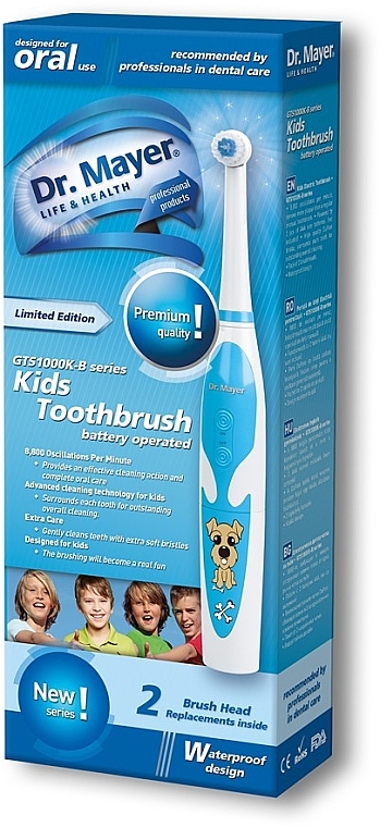 Детская электрическая зубная щетка GTS1000K, голубая - Dr. Mayer Kids Toothbrush — фото N2
