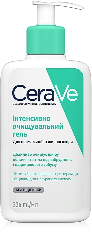 Интенсивно очищающий гель для нормальной и жирной кожи лица и тела - CeraVe Foaming Cleanser