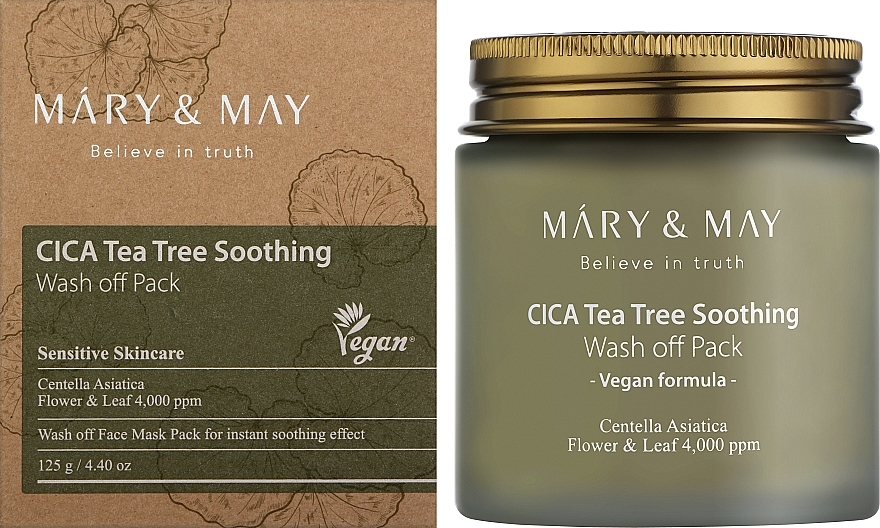 Заспокійлива очищувальна маска для обличчя - Mary & May Cica Tea Tree Soothing Wash Off Pack — фото N4