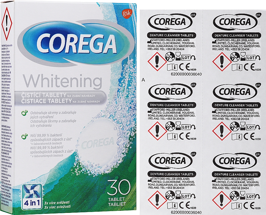 Активні очищувальні таблетки для зубних протезів - Corega Whitening Tabs — фото N2