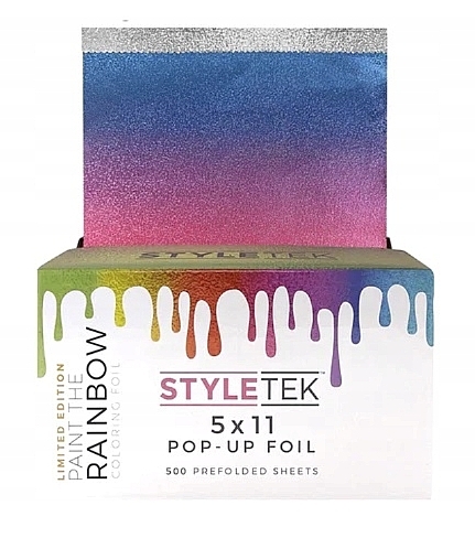 Рифлена алюмінієва фольга 5x11, обмежений випуск, 500 аркушів - StyleTek Limited Edition Paint The Rainbow Coloring Foil — фото N1