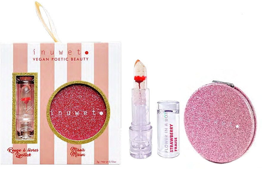 Набір - Inuwet Flower Set Makeup (lip/balm/3g + mirror/1pc) — фото N1