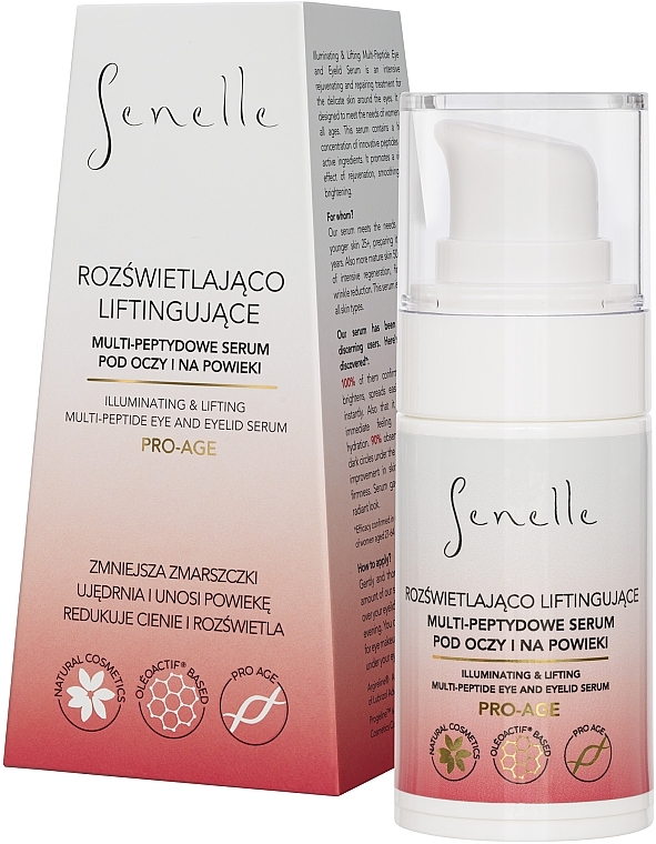 Освітлювальна ліфтинг-сироватка для шкіри навколо очей - Senelle Pro-Age Illuminating & Lifting Multi-Peptide Eye And Eyelid Serum — фото N1