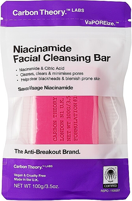 Очищувальне мило для обличчя з ніацинамідом - Carbon Theory Niacinamide Facial Cleansing Bar — фото N1