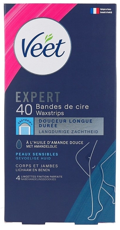 Воскові смужки для чутливої шкіри ніг - Veet Expert Cold Wax Strips Legs Sensitive — фото N1