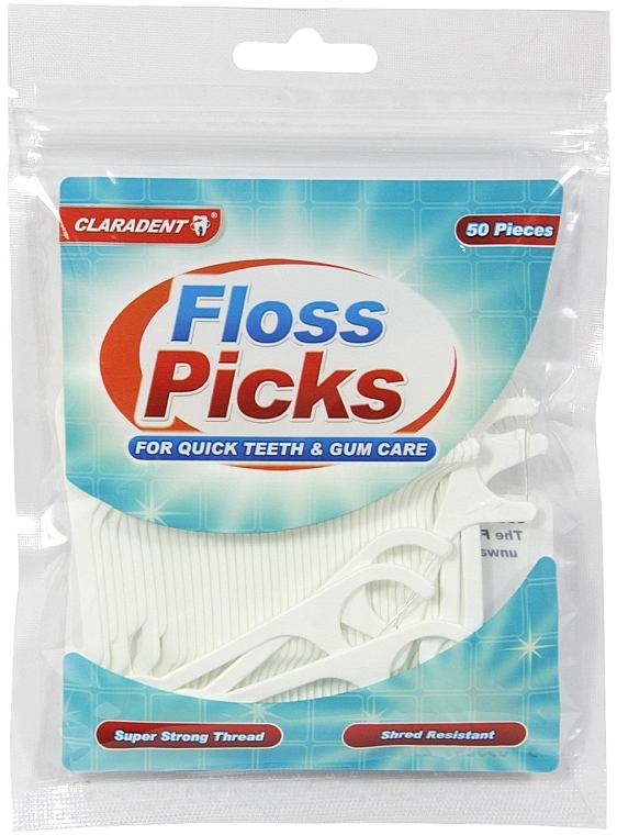 Зубная нить с держателем - Claradent Floss Picks Dental Wax Floss — фото N1