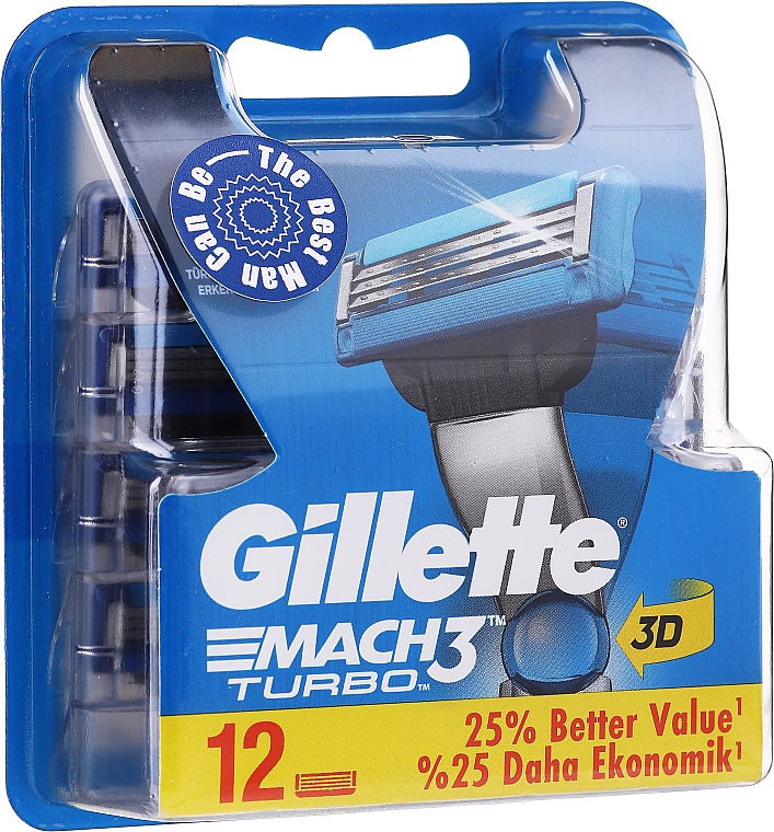 Змінні касети для гоління, 12 шт. - Gillette Mach3 Turbo — фото N2
