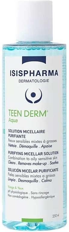 Мицеллярная вода для снятия макияжа для комбинированной и жирной кожи - Isispharma Teen Derm Aqua Purifying Micellar Solution — фото N1