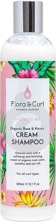 Крем-шампунь с розовой водой и медом - Flora & Curl Hydrate Me Rose & Honey Cream Shampoo — фото N1