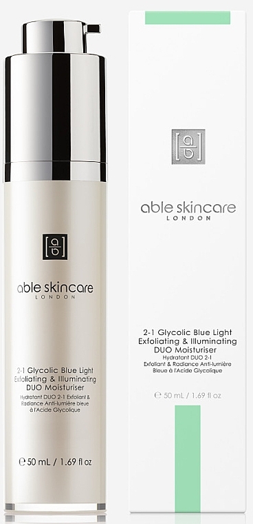 Осветляющий крем для лица - Able Skincare City Shield+ 2-1 Glycolic Blue Light Exfoliating & Illuminating DUO Moisturiser — фото N1