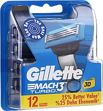Сменные кассеты для бритья, 12 шт. - Gillette Mach3 Turbo — фото N2