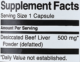 Диетическая добавка "Сушеная говяжья печень", 500мг - Swanson Desiccated Beef Liver — фото N3