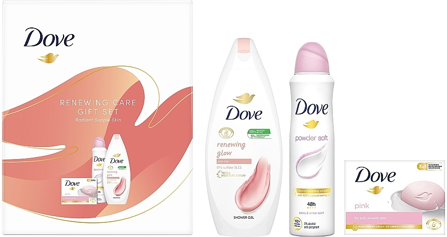 Набір - Dove Renewing Care Gift Set (sh/gel/250ml + deo/150ml + soap/90g) — фото N1