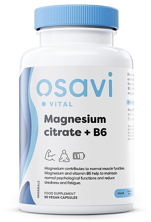 Пищевая добавка "Цитрат магния + В6" 375mg, в капсулах - Osavi Magnesium Citrate + B6 375mg — фото N1