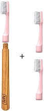 Зубна екощітка з дерев'яною ручкою та трьома насадками, рожева - TePe Choice Soft Toothbrush — фото N3