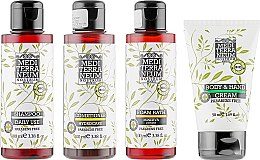 Духи, Парфюмерия, косметика Набор, желтая косметичка - Mediterraneum Nostrum Travel (shm/100ml + cond/100ml + sh/foam/100ml + h/cr/50ml + bag)