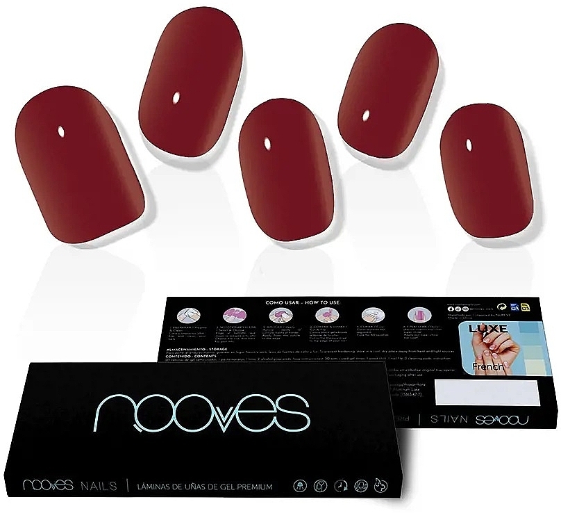 Набор гелевых наклеек для ногтей - Nooves Premium Luxe Solid Midnight Rain Red — фото N2