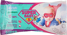 Вологі серветки «Ромашка та алое вера», 15 шт. - Naturelle Super Baby Ultra Soft Wipes — фото N1