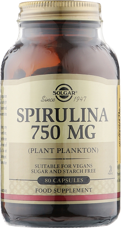 Харчова добавка "Спіруліна" - Solgar Spirulina 750mg Plant Plankton Food Supplement — фото N1