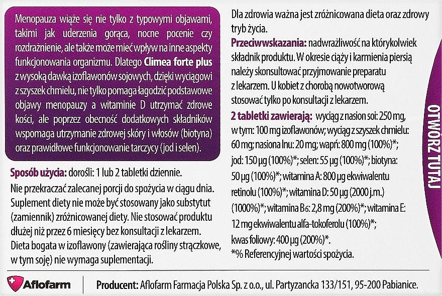 Диетическая добавка для женщин в климактерическом периоде - Aflofarm Climea Forte Plus — фото N2
