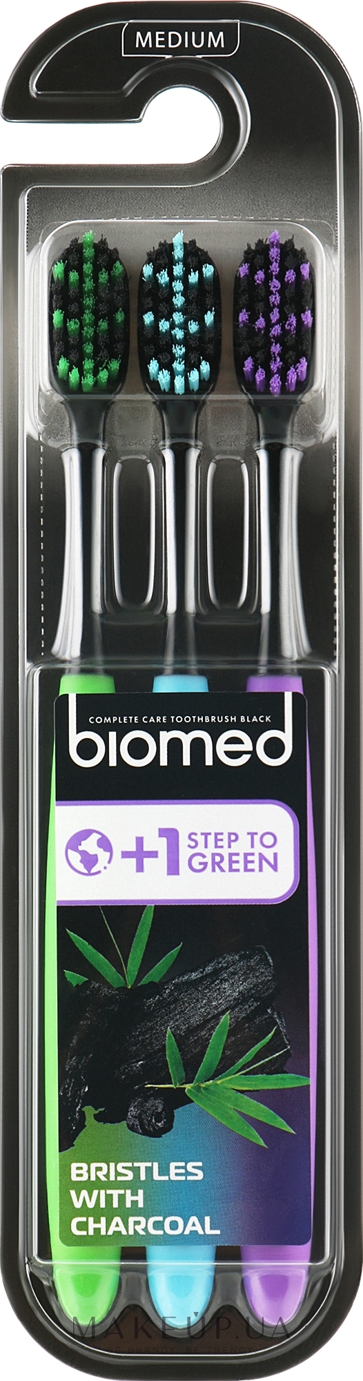 Набір зубних щіток середньої жорсткості, 3 шт. - Biomed Black 2+1 Toothbrush — фото 3шт