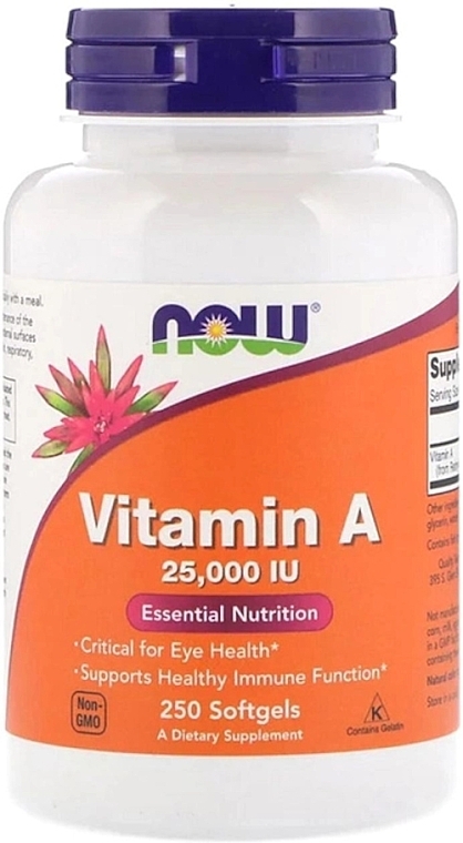 Харчова добавка "Вітамін А" - Now Foods Vitamin A 25000 IU Essential Nutrition — фото N3
