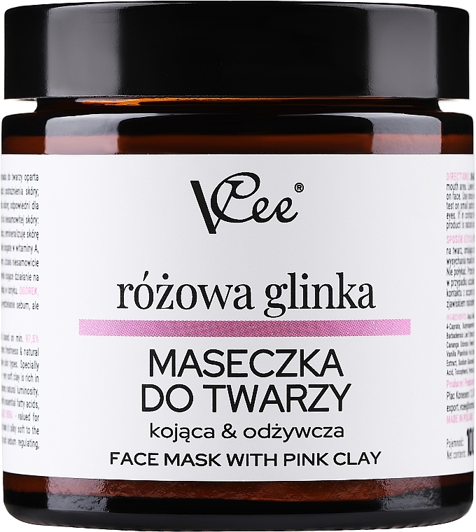 Маска для обличчя з рожевою глиною - VCee Pink Clay Face Mask Calming&Nourisning — фото N1