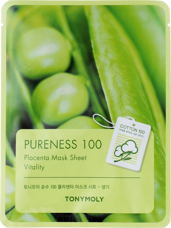 Тканинна маска з екстрактом бобів - Tony Moly Pureness 100 Placenta Mask Sheet — фото N1