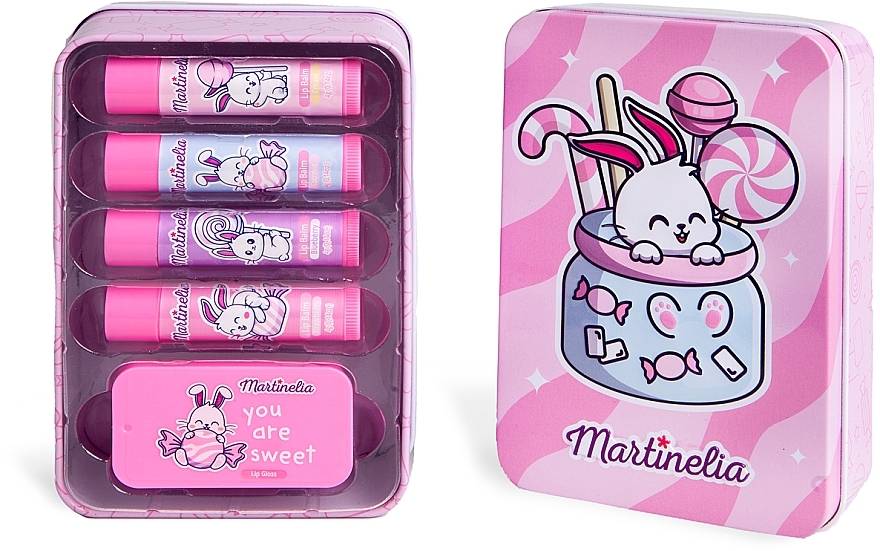 Набор для губ - Martinelia Yummy Makeup Tin Box (lip/balm/4 pcs + lip/gloss/1 pcs) — фото N1