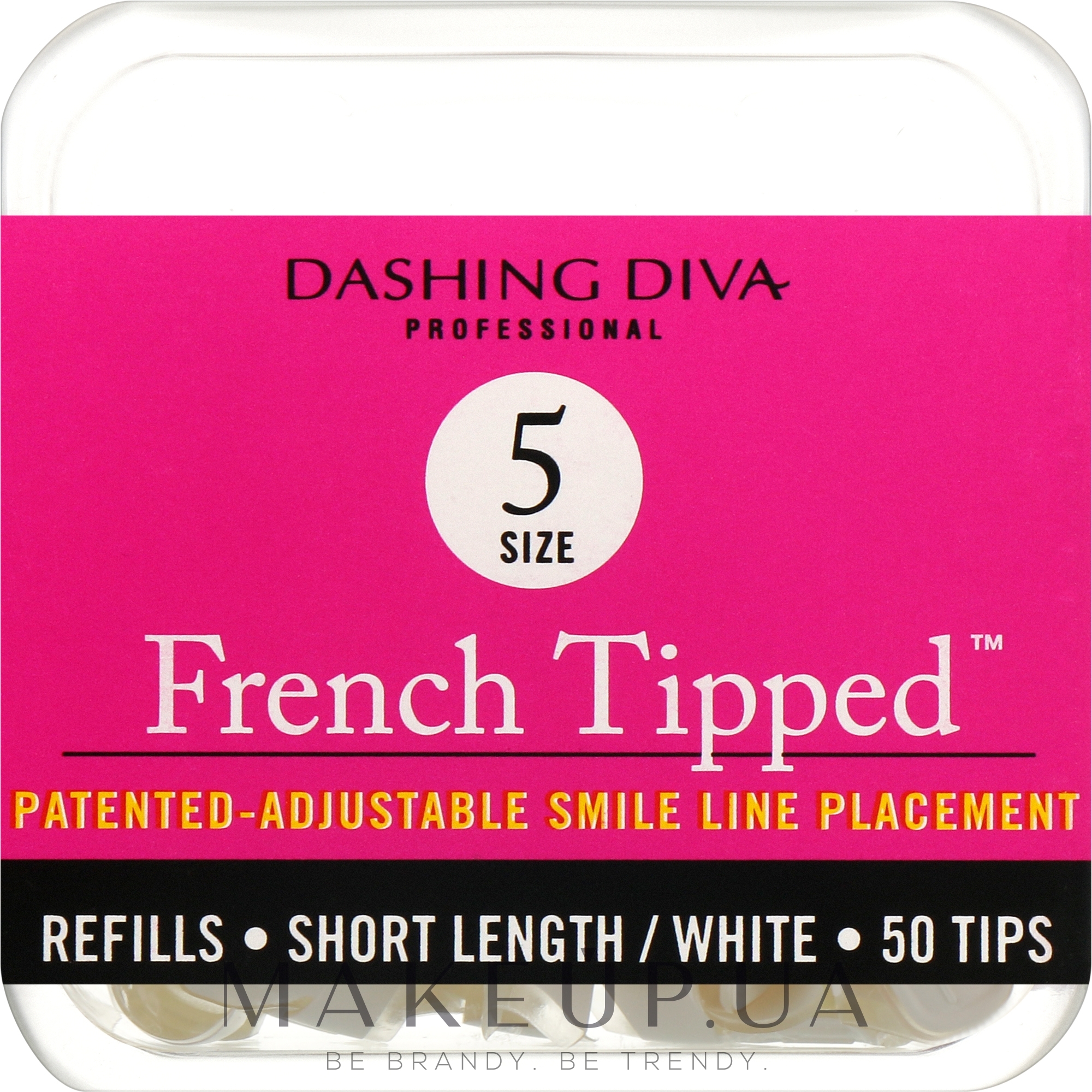 Типсы короткие "Френч" - Dashing Diva French Tipped Short White 50 Tips (Size-5) — фото 50шт