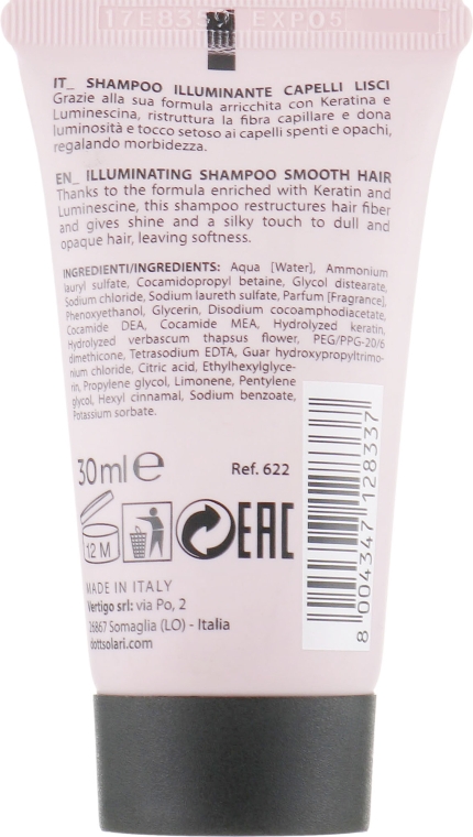 Разглаживающий шампунь с эффектом блеска - Dott. Solari Glam Illuminating Shampoo Smooth Hair — фото N4