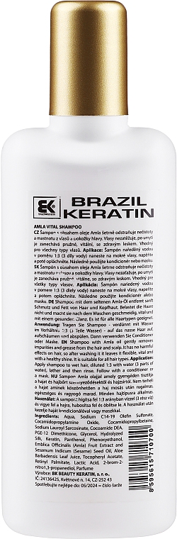 Шампунь для поврежденных волос с кератином и амлой - Brazil Keratin Amla Vital Shampoo — фото N2