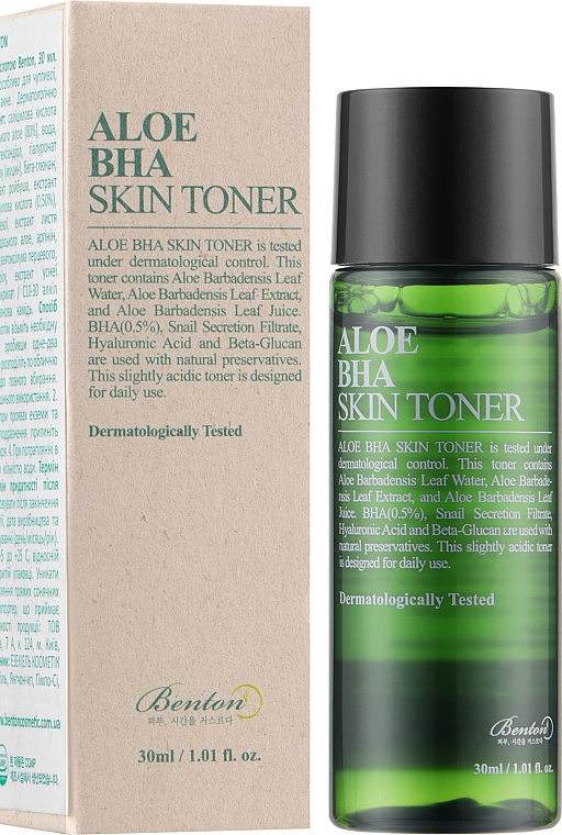 Тонер для обличчя з алое і саліциловою кислотою - Benton Aloe BHA Skin Toner (міні) — фото N2