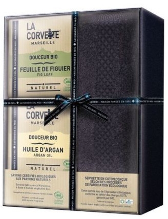Набір - La Corvette Douceur Bio Gift Box (soap/2x100g + towel/1pcs) — фото N1