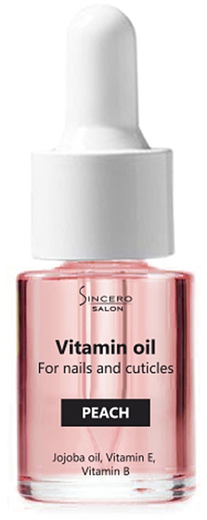 Вітамінна олія для нігтів "Персик" - Sincero Salon Vitamin Nail Oil Peach — фото N1