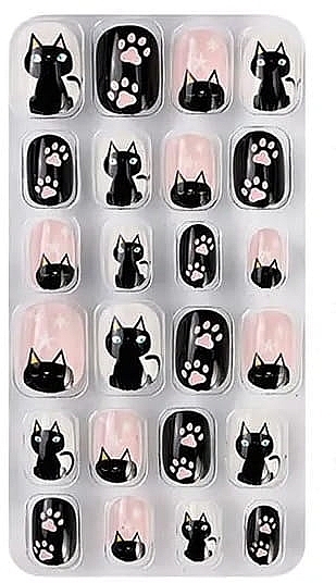 Накладные ногти для детей "Кот", черный, 962 - Deni Carte Magic Miss Tips — фото N2