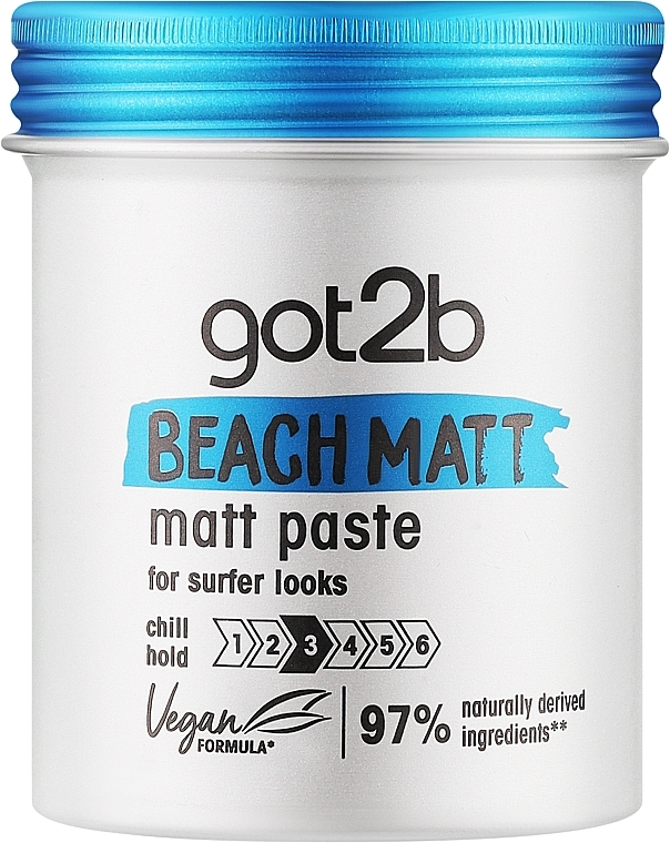 Матирующая паста для волос - Got2b Beach Matt Paste Chill Hold 3 97% Naturally Derived Ingredients — фото N1