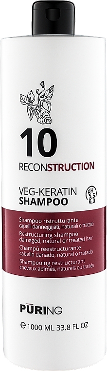 Шампунь відновлювальний з рослинним кератином - Puring 10 Reconstructoin Veg-Keratin Shampoo — фото N2