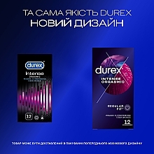 Презервативи латексні з силіконовою змазкою, рельєфні, зі стимулюючим гелем-змазкою, 12 шт - Durex Intense Orgasmic — фото N4
