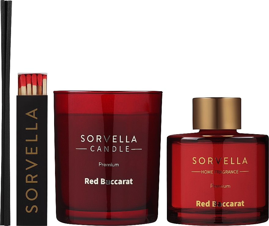 Набір - Sorvella Perfume Home Fragrance Red Baccarat (aroma diffuser/120ml + candle/170g) — фото N2