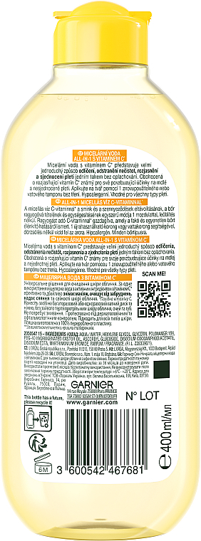 Міцелярна вода з вітаміном С для тьмяної шкіри обличчя з ефектом сяяння - Garnier Skin Naturals Vitamin C Micellar Cleansing Water — фото N2