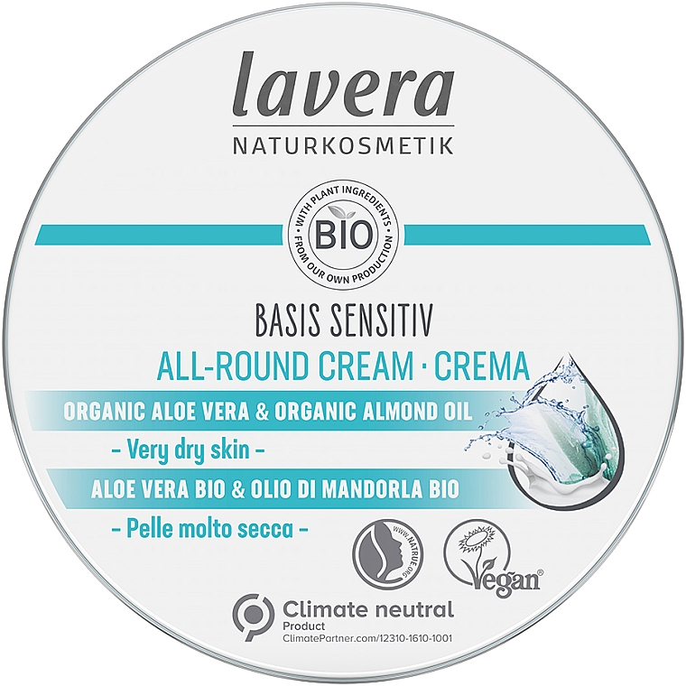 Універсальний крем для сухої шкіри - Lavera Basis Sensitiv All-Round Cream Aloe Vera & Almond Oil — фото N1