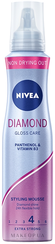 Мусс для волос «Ослепительный бриллиант» с защитой кератина - NIVEA Hair Care Diamond Gloss Styling Mousse  — фото 150ml