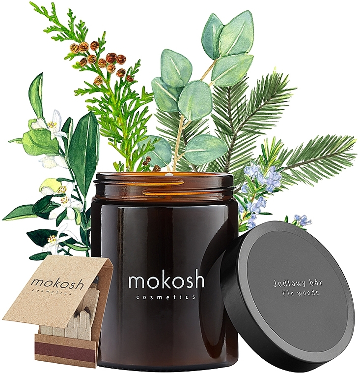Растительная соевая свеча "Еловый лес" в стеклянной банке - Mokosh Cosmetics Soja Canddle — фото N1